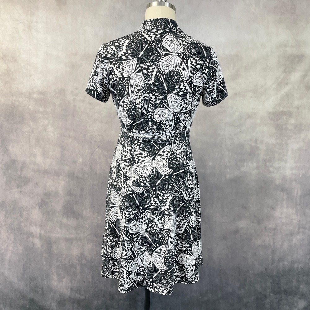 Brooks Brothers Butterfly Print Wrap Dress Womens Large Stretch Preppy Office - Picture 3 of 16